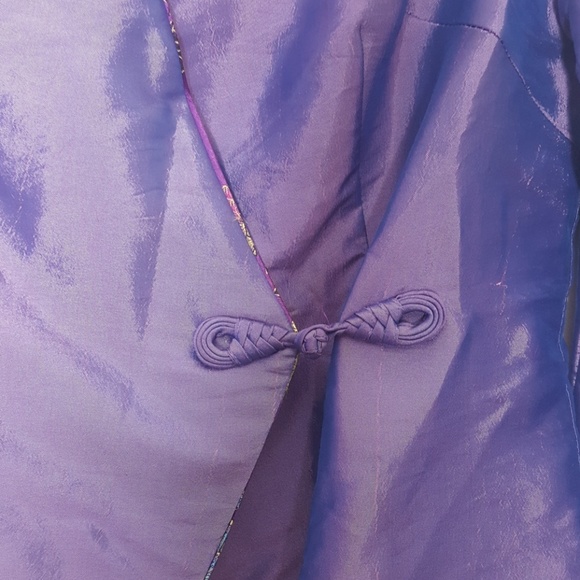 VTG Satin Knot Tie Jacket Blazer Purple SZ M - Picture 2 of 7